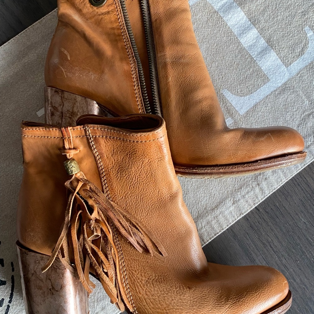 AS 98 caramel leather bootie size 41 zip up side